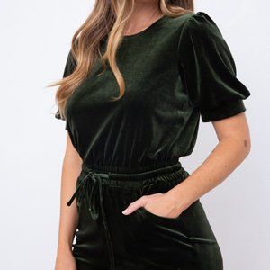 Olive Green Velvet Romper